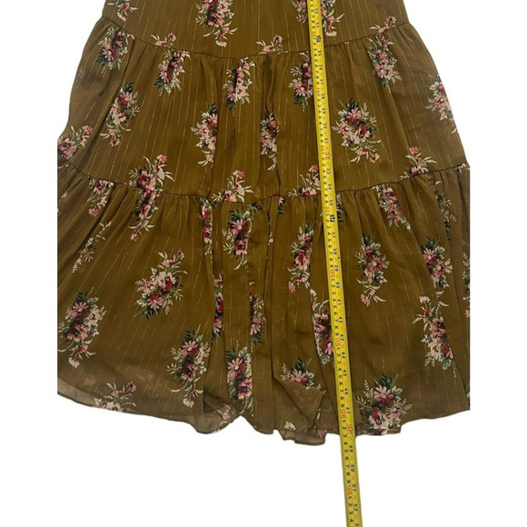 Madewell Tiered Midi Dress Fall Harvest Gold Floral Dress Cottage Boho Size 4 - Picture 6 of 14